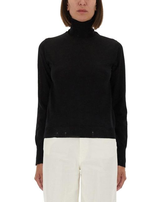 Golden Goose Deluxe Brand Black Fitted Turtleneck Sweater With Metallic Star Accents