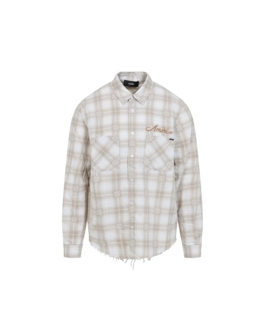 Light Camel Cotton Bleach Patch Flannel Bandana Shirt-Uomo di Amiri in Natural da Uomo