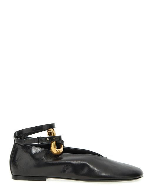 Leather Ballet Flats Flat Shoes Nero di Jil Sander in Black