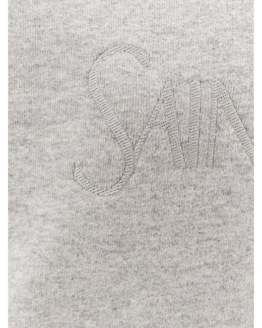Felpa in cotone con logo ricamato di Saint Laurent in White
