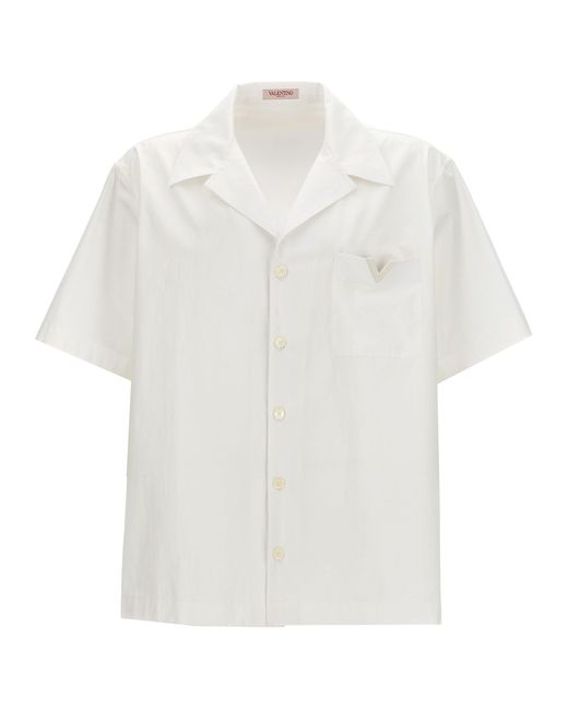 Valentino Garavani White V Detail Shirt, Blouse for men