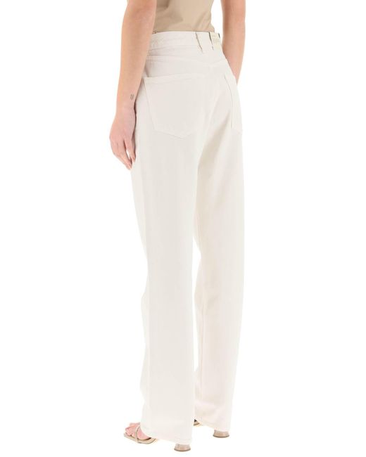 Agolde White Lana Straight Mid Rise Jeans