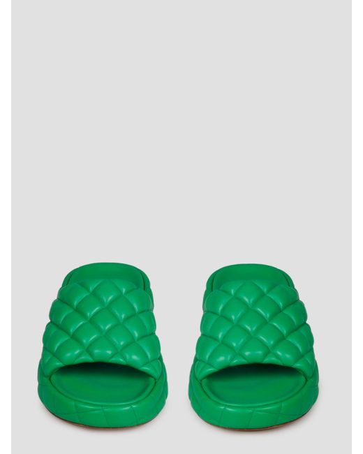 Bottega Veneta Green Grass Leather Padded Sandals