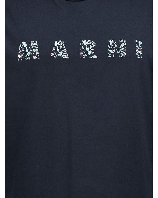 Logo T Shirt Blu di Marni in Blue da Uomo