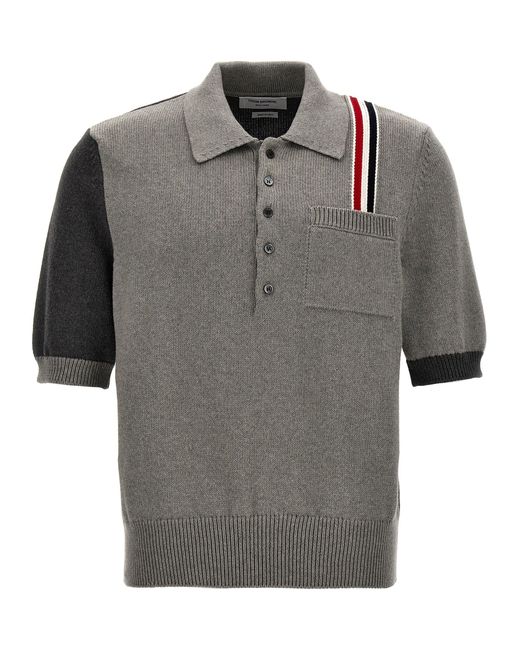 Thom Browne Gray 'Fun Mix Jersey Stitch' Polo Shirt for men