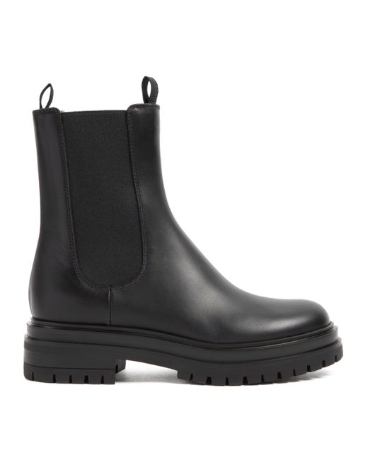 Leather Biker Boots-Donna di Gianvito Rossi in Black