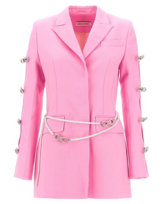 Bow And Pearl Blazer Dress Abiti Rosa di Mach & Mach in Pink