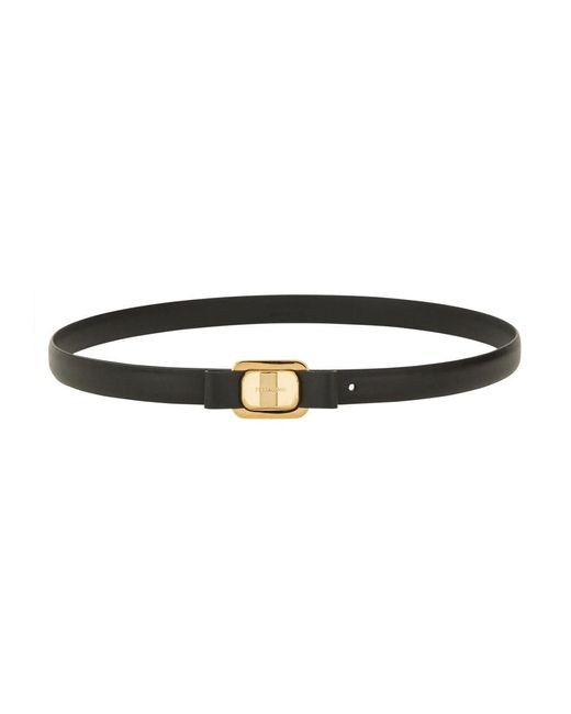 Ferragamo White Fixed Belt "New Vara Plate"