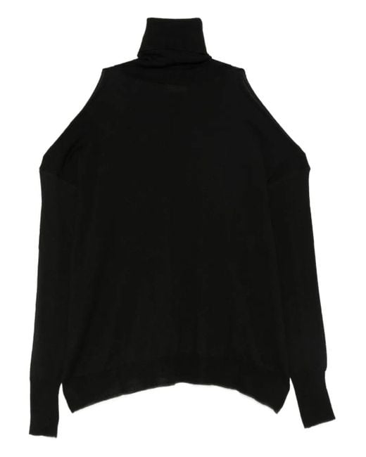 Roberto Collina Black Cut-Out Oversized Turtleneck Sweater