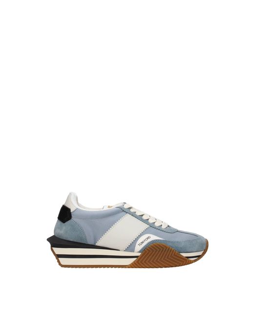 Tom Ford Blue Sneakers Fabric Heavenly Light Grey for men