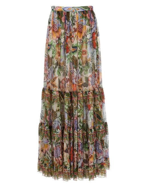 Etro Multicolor Long Floral Skirt Skirts
