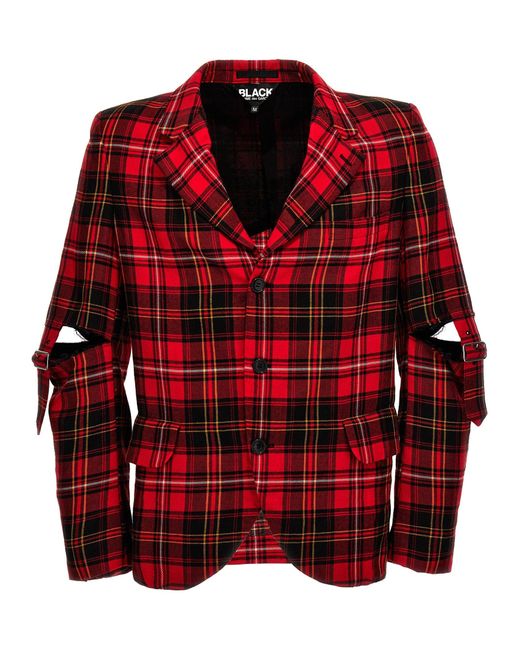 Comme des Garçons Red Check Single-breasted Blazer Jackets