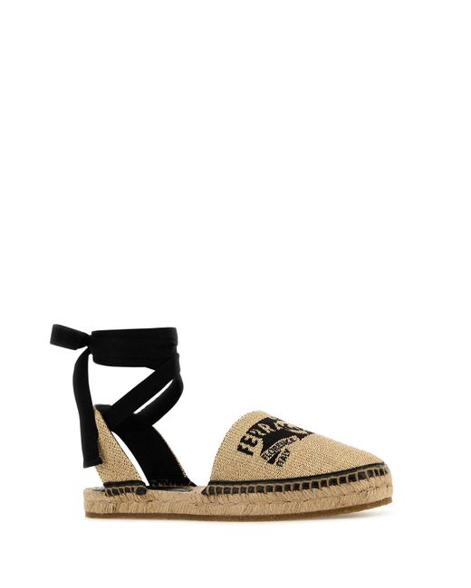 Ferragamo Black Salvatore Raffia Elaia Espadrilles