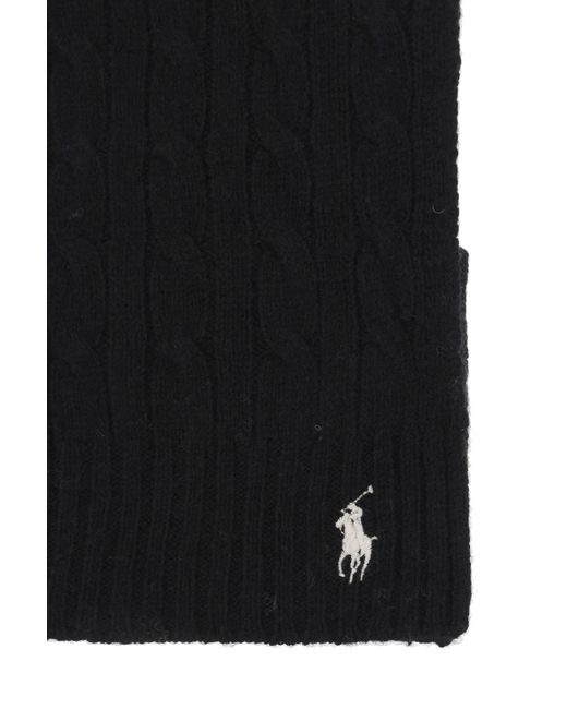 Polo Ralph Lauren Black Wool And Cashmere Cable-Knit Scarf