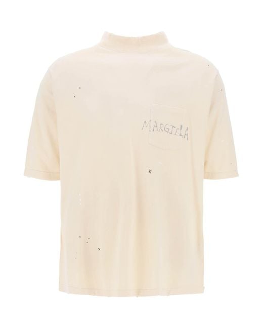 Maison Margiela Natural Handwritten Logo T Shirt With Written Text for men