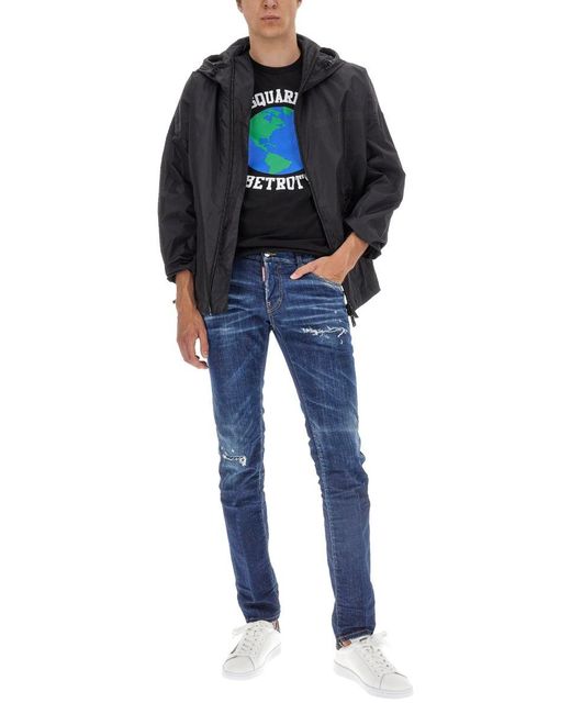 DSquared² Black Windbreaker With Logo for men