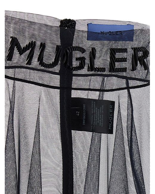 Body Semi Trasparente Con Logo di Mugler in Gray