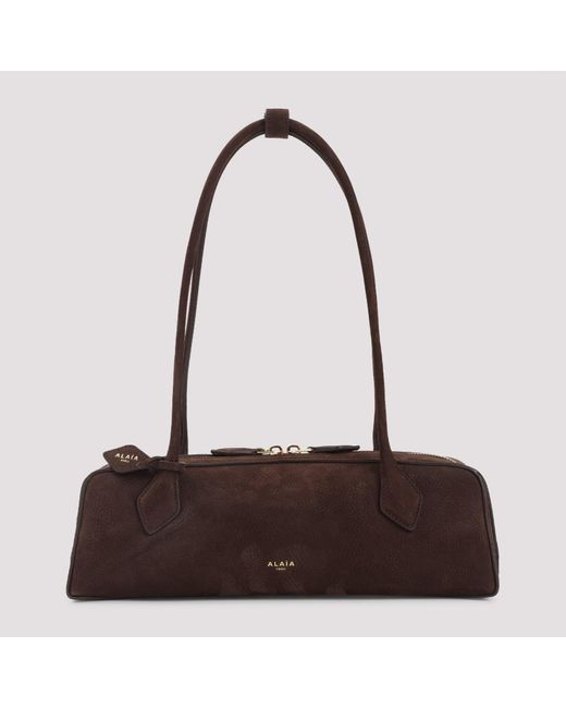 Teckel Medium Nabuk Shoulder Bag-Donna di Alaïa in Brown