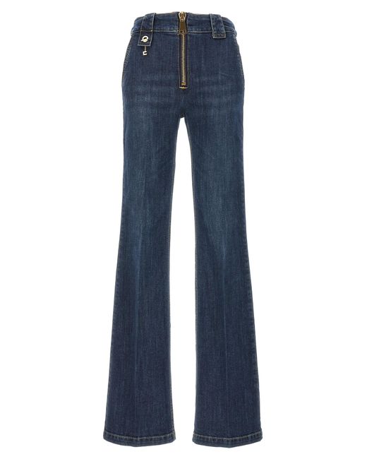 Elisabetta Franchi Blue Maxi Zip Jeans