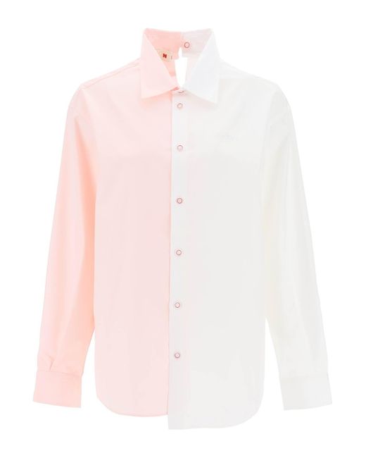 Marni Pink Asymmetrical Two Tone Shirt