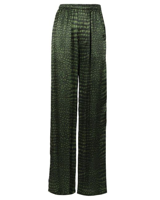 パンツ Balenciaga Silk Satin Pyjama Pants With Vibrant Pattern Balenciaga Silk Satin Pyjama Pants Trousers Green | Lyst
