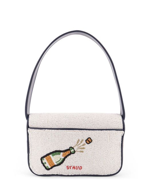 Staud Blue Tommy Beaded Bag Shoulder Bag With All-Over Beads