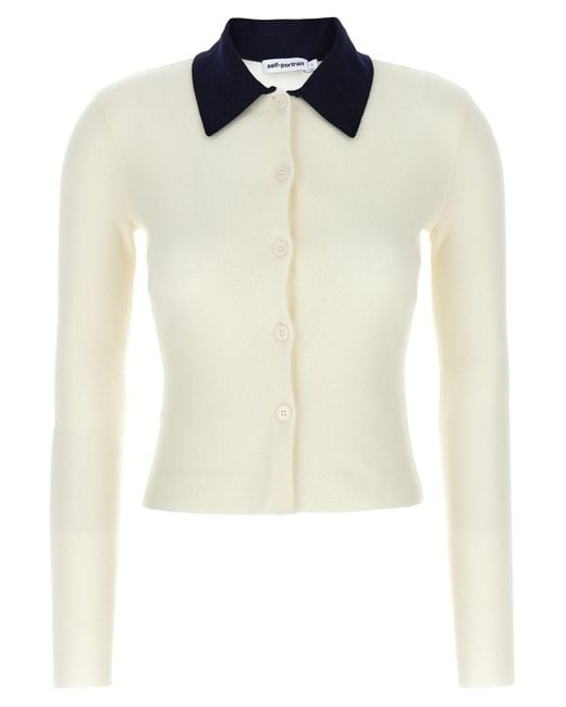 Cream Merino Wool Maglioni Bianco-Donna di Self-Portrait in White
