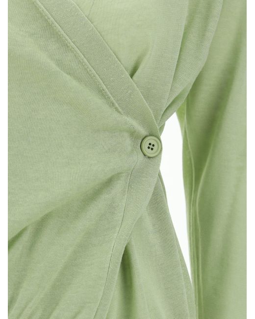 Fabiana Filippi Green Linen Silk Asimmetric Cardigan