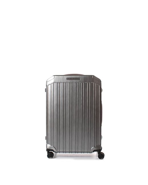 Piquadro Gray Wheeled Luggages 69l Polycarbonate Leather for men