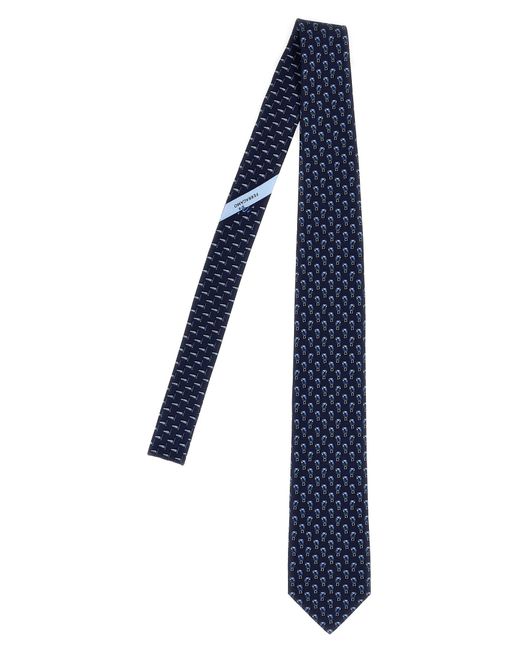 Ferragamo Blue Patterned Tie for men