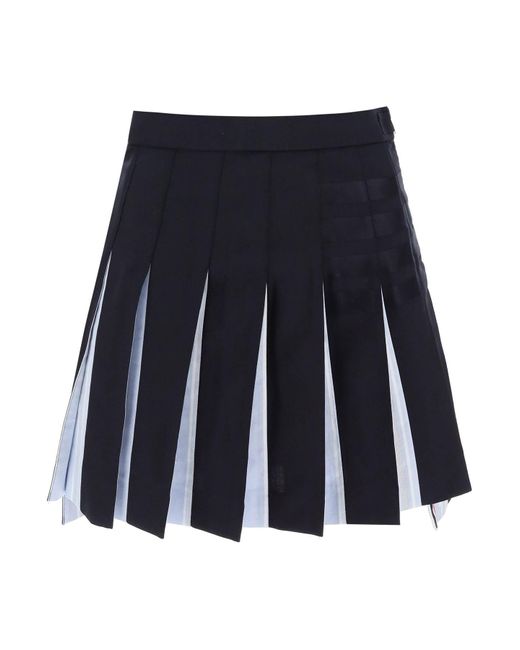 Thom Browne Blue 4 Bar Pleated Mini Skirt
