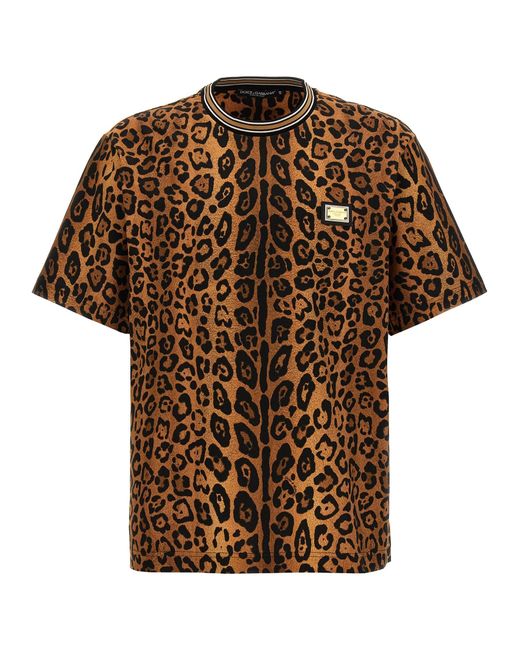 Leopard Print T Shirt Marrone di Dolce & Gabbana in Brown da Uomo