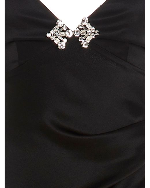 Alessandra Rich Black Crystal Silk Dress