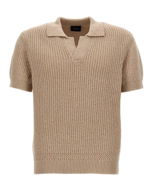 Knitted Shirt Polo Beige di Brioni in Natural da Uomo