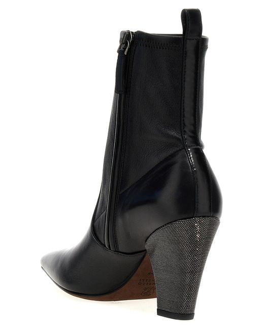 Jewel Heel Ankle Boots Stivali E Stivaletti Nero di Brunello Cucinelli in Black