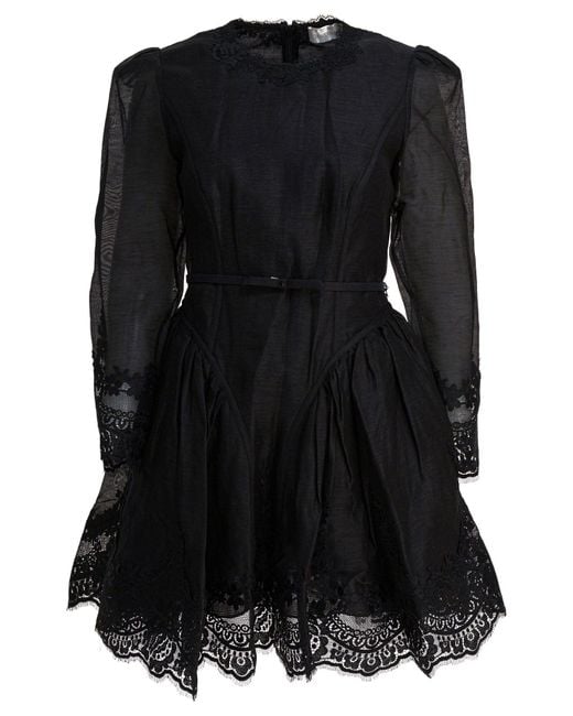 Zimmermann Black Hypnotic Lace Mini Dress