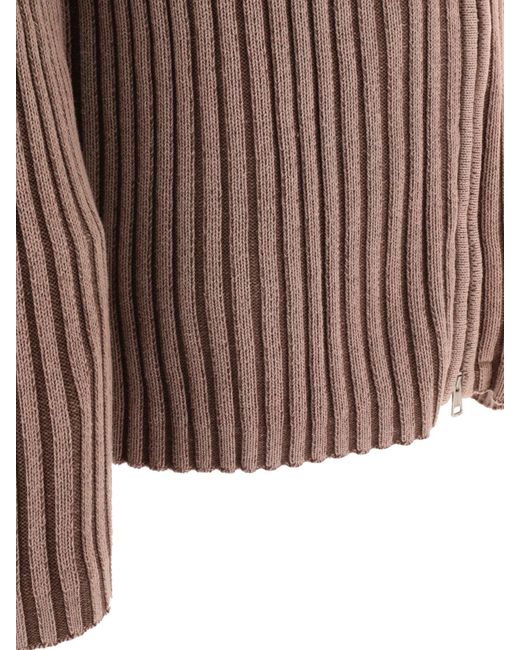 Our Legacy Brown Ribbed Zip Cardigan for men