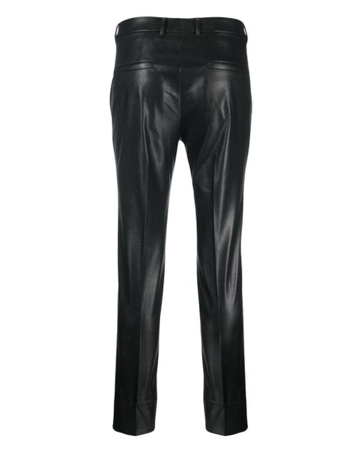 Incotex Gray Stretch Faux Leather Slim Fit Trousers