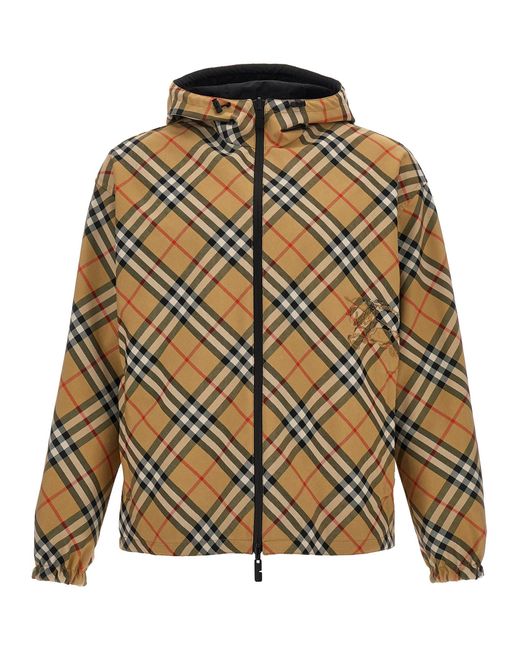 Check Print Reversible Jacket Giacche Beige di Burberry in Natural da Uomo