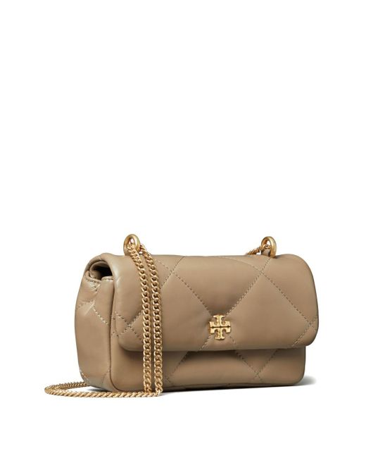 Tory Burch Natural Kira Diamond Mini Leather Shoulder Bag