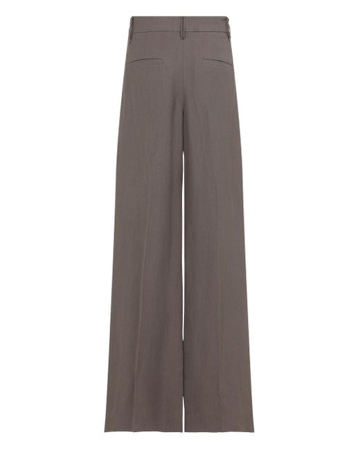 Brunello Cucinelli Brown Linen Trousers With Shiny Details