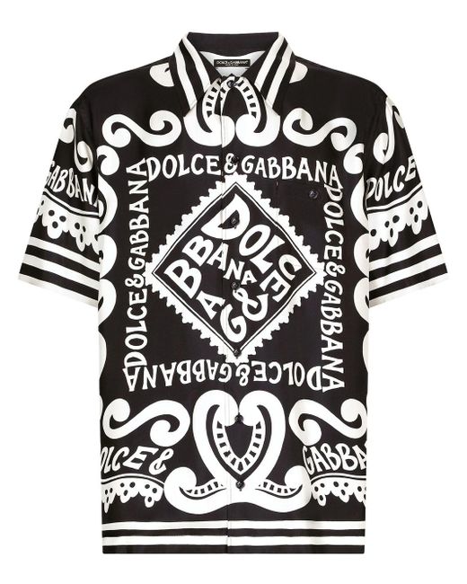 Camicia a maniche corte di Dolce & Gabbana in Black da Uomo