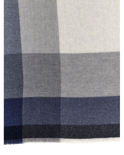 Brunello Cucinelli Blue Check Scarf for men