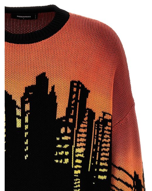 Intarsia Sweater Maglioni Multicolor di DSquared² in Black da Uomo