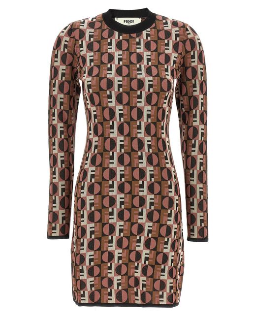 Abito corto in jacquard di Fendi in Multicolor