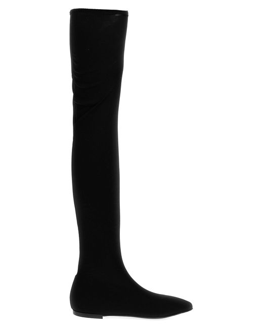 Dolce & Gabbana Black Over-The-Knee Jersey Boots