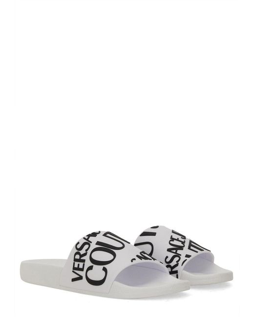 Versace Jeans Couture White Slide Sandal With Logo for men