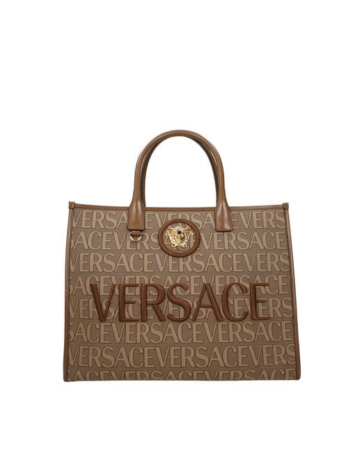 Versace Handbags Fabric Brown