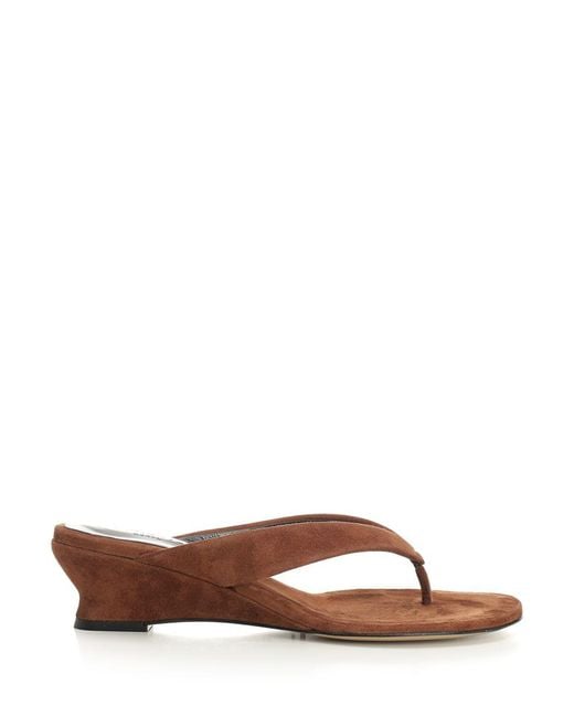 Le Monde Beryl Brown Micro Wedge Thong Sandals