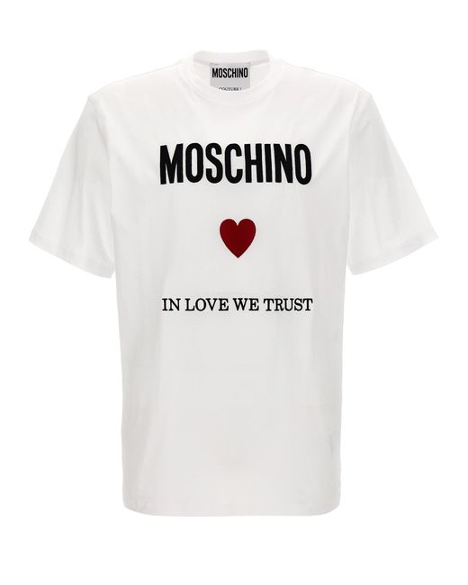Moschino White In Love We Trust T-shirt for men